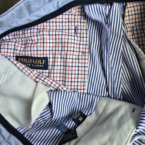 Mens Polo Ralph Lauren Golf Shorts Blue And White  Striped Size 30 - Picture 6 of 7